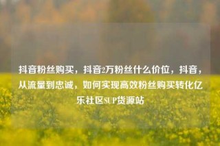 抖音粉丝购买,抖音2万粉丝什么价位,抖音,从流量到忠诚,如何实现高效粉丝购买转化亿乐社区SUP货源站