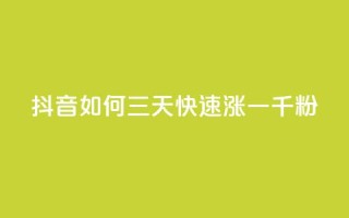 抖音如何三天快速涨一千粉 - 三天内迅速吸引一千粉丝的抖音技巧解析!