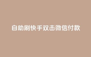 自助刷快手双击微信付款 - 自助刷快手双击微信付款,助您迅速提升关注与支付体验~