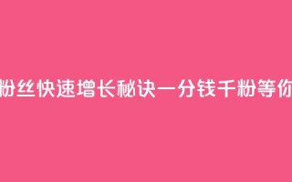 抖音粉丝快速增长秘诀,一分钱千粉等你来抢