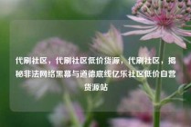 代刷社区，代刷社区低价货源，代刷社区，揭秘非法网络黑幕与道德底线亿乐社区低价自营货源站