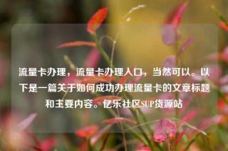流量卡办理,流量卡办理入口,当然可以。以下是一篇关于如何成功办理流量卡的文章标题和主要内容。亿乐社区SUP货源站