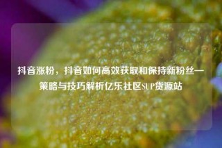 抖音涨粉,抖音如何高效获取和保持新粉丝—策略与技巧解析亿乐社区SUP货源站