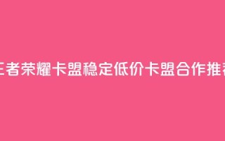 王者荣耀卡盟 稳定低价卡盟合作推荐