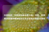 抖音粉丝，抖音粉丝排名前十名，抖音，如何高效管理并增加粉丝亿乐社区低价自营货源站