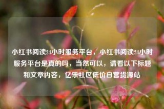 小红书阅读24小时服务平台,小红书阅读24小时服务平台是真的吗,当然可以,请看以下标题和文章内容,亿乐社区低价自营货源站