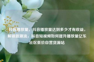 抖音播放量,抖音播放量达到多少才有收益,解锁新潮流,抖音短视频如何提升播放量亿乐社区低价自营货源站