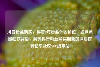 抖音粉丝购买,抖音2万粉丝什么价位,虚拟流量狂欢背后,解码抖音粉丝购买现象的深层逻辑亿乐社区SUP货源站