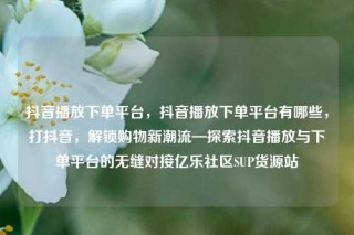 抖音播放下单平台,抖音播放下单平台有哪些,打抖音,解锁购物新潮流—探索抖音播放与下单平台的无缝对接亿乐社区SUP货源站