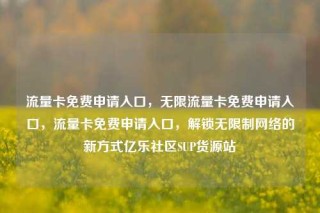 流量卡免费申请入口,无限流量卡免费申请入口,流量卡免费申请入口,解锁无限制网络的新方式亿乐社区SUP货源站