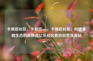 卡易信社区,卡易信app,卡易信社区,构建金融生态的新桥梁亿乐社区低价自营货源站