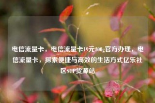 电信流量卡,电信流量卡19元200g官方办理,电信流量卡,探索便捷与高效的生活方式亿乐社区SUP货源站