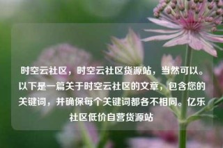 时空云社区,时空云社区货源站,当然可以。以下是一篇关于时空云社区的文章,包含您的关键词,并确保每个关键词都各不相同。亿乐社区低价自营货源站