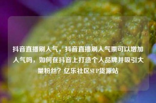 抖音直播刷人气,抖音直播刷人气票可以增加人气吗,如何在抖音上打造个人品牌并吸引大量粉丝?亿乐社区SUP货源站