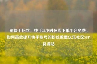刷快手粉丝,快手24小时在线下单平台免费,如何高效提升快手账号的粉丝数量亿乐社区SUP货源站