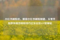 小红书刷粉丝，解锁小红书刷粉秘籍，从零开始教你高效吸粉技巧亿乐社区SUP货源站