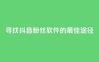 寻找抖音粉丝软件的最佳途径