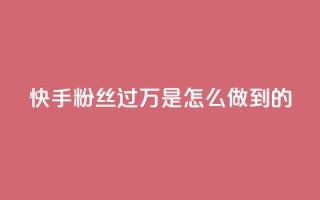 快手粉丝过万是怎么做到的 - 如何让快手粉丝突破万人大关!