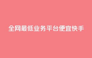 全网最低业务平台便宜快手 - 全网最低业务平台:经济快捷又稳定!