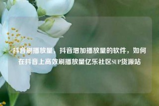 抖音刷播放量,抖音增加播放量的软件,如何在抖音上高效刷播放量亿乐社区SUP货源站
