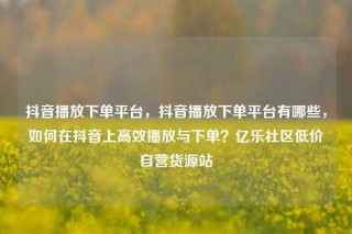 抖音播放下单平台,抖音播放下单平台有哪些,如何在抖音上高效播放与下单?亿乐社区低价自营货源站
