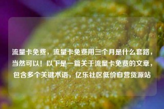 流量卡免费,流量卡免费用三个月是什么套路,当然可以!以下是一篇关于流量卡免费的文章,包含多个关键术语,亿乐社区低价自营货源站