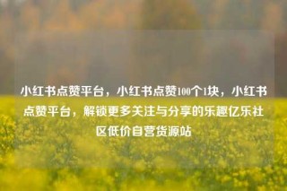 小红书点赞平台,小红书点赞100个1块,小红书点赞平台,解锁更多关注与分享的乐趣亿乐社区低价自营货源站