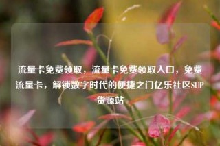 流量卡免费领取，流量卡免费领取入口，免费流量卡，解锁数字时代的便捷之门亿乐社区SUP货源站