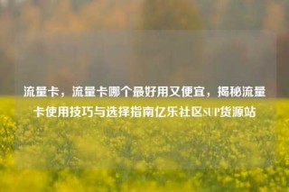 流量卡,流量卡哪个最好用又便宜,揭秘流量卡使用技巧与选择指南亿乐社区SUP货源站