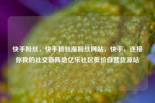 快手粉丝,快手粉丝涨粉丝网站,快手,连接你我的社交新阵地亿乐社区低价自营货源站