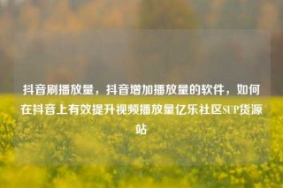 抖音刷播放量，抖音增加播放量的软件，如何在抖音上有效提升视频播放量亿乐社区SUP货源站