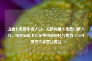 流量卡免费申请入口，无限流量卡免费申请入口，探索流量卡的免费申请途径与优势亿乐社区低价自营货源站
