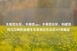 卡易信社区,卡易信app,卡易信社区,构建信任与互助的金融生态系统亿乐社区SUP货源站