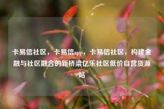 卡易信社区，卡易信app，卡易信社区，构建金融与社区融合的新桥梁亿乐社区低价自营货源站