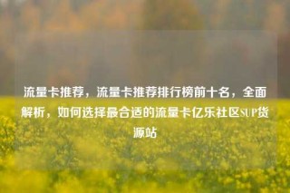流量卡推荐,流量卡推荐排行榜前十名,全面解析,如何选择最合适的流量卡亿乐社区SUP货源站