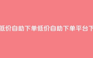 卡盟低价自助下单(低价自助下单平台)