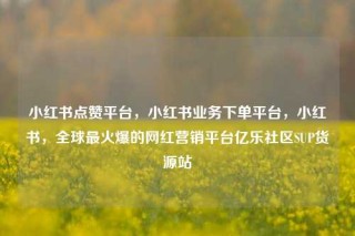 小红书点赞平台,小红书业务下单平台,小红书,全球最火爆的网红营销平台亿乐社区SUP货源站