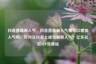 抖音直播刷人气,抖音直播刷人气票可以增加人气吗,如何在抖音上成功刷取人气?亿乐社区SUP货源站