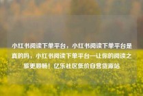 小红书阅读下单平台，小红书阅读下单平台是真的吗，小红书阅读下单平台—让你的阅读之旅更顺畅！亿乐社区低价自营货源站