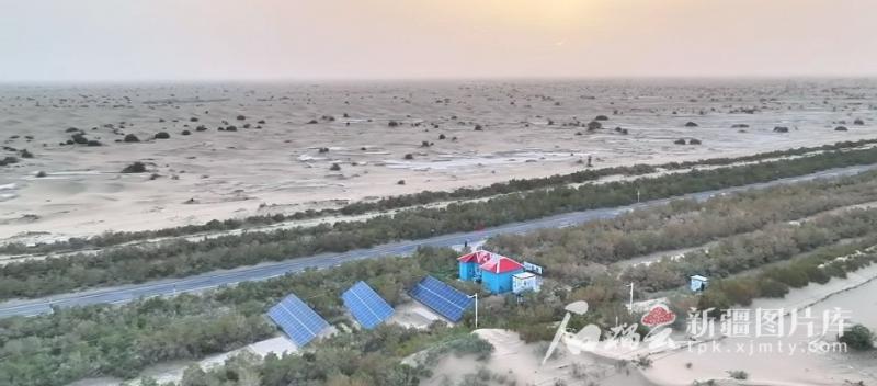 大国工程看新疆·天山观察丨阳光“养绿”首条零碳沙漠公路  第2张