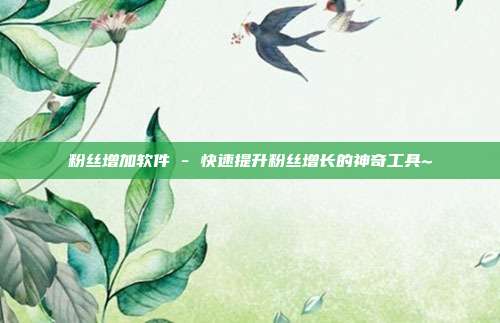 粉丝增加软件 - 快速提升粉丝增长的神奇工具~  第1张