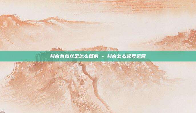 抖音有效丝是怎么算的 - 抖音怎么起号运营  第1张