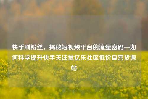 快手刷粉丝	，揭秘短视频平台的流量密码—如何科学提升快手关注量亿乐社区低价自营货源站  第1张