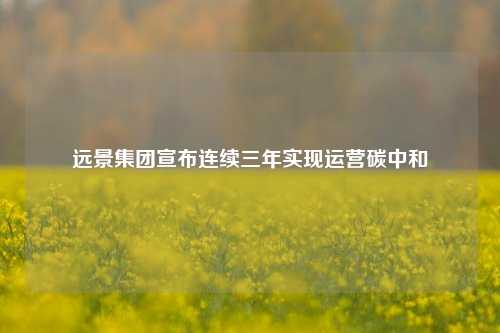 远景集团宣布连续三年实现运营碳中和  第1张