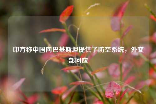 印方称中国向巴基斯坦提供了防空系统	，外交部回应  第1张