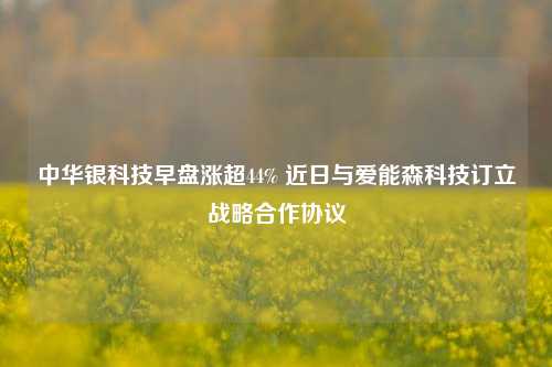 中华银科技早盘涨超44% 近日与爱能森科技订立战略合作协议  第1张