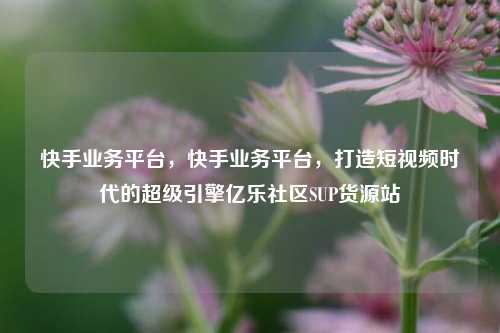 快手业务平台	，快手业务平台，打造短视频时代的超级引擎亿乐社区SUP货源站  第1张