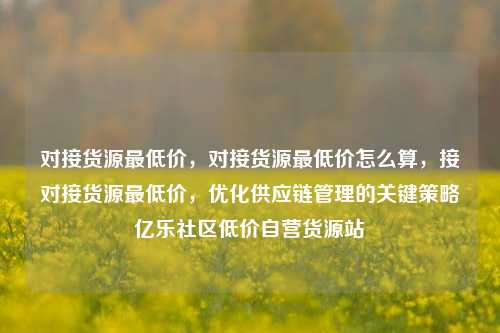 对接货源最低价，对接货源最低价怎么算	，接对接货源最低价，优化供应链管理的关键策略亿乐社区低价自营货源站  第1张
