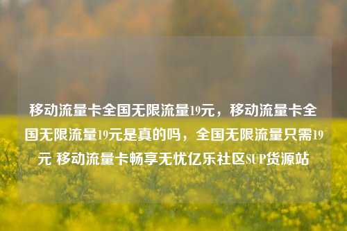 移动流量卡全国无限流量19元，移动流量卡全国无限流量19元是真的吗，全国无限流量只需19元 移动流量卡畅享无忧亿乐社区SUP货源站  第1张