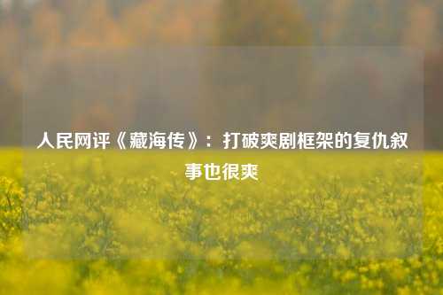 人民网评《藏海传》：打破爽剧框架的复仇叙事也很爽  第1张
